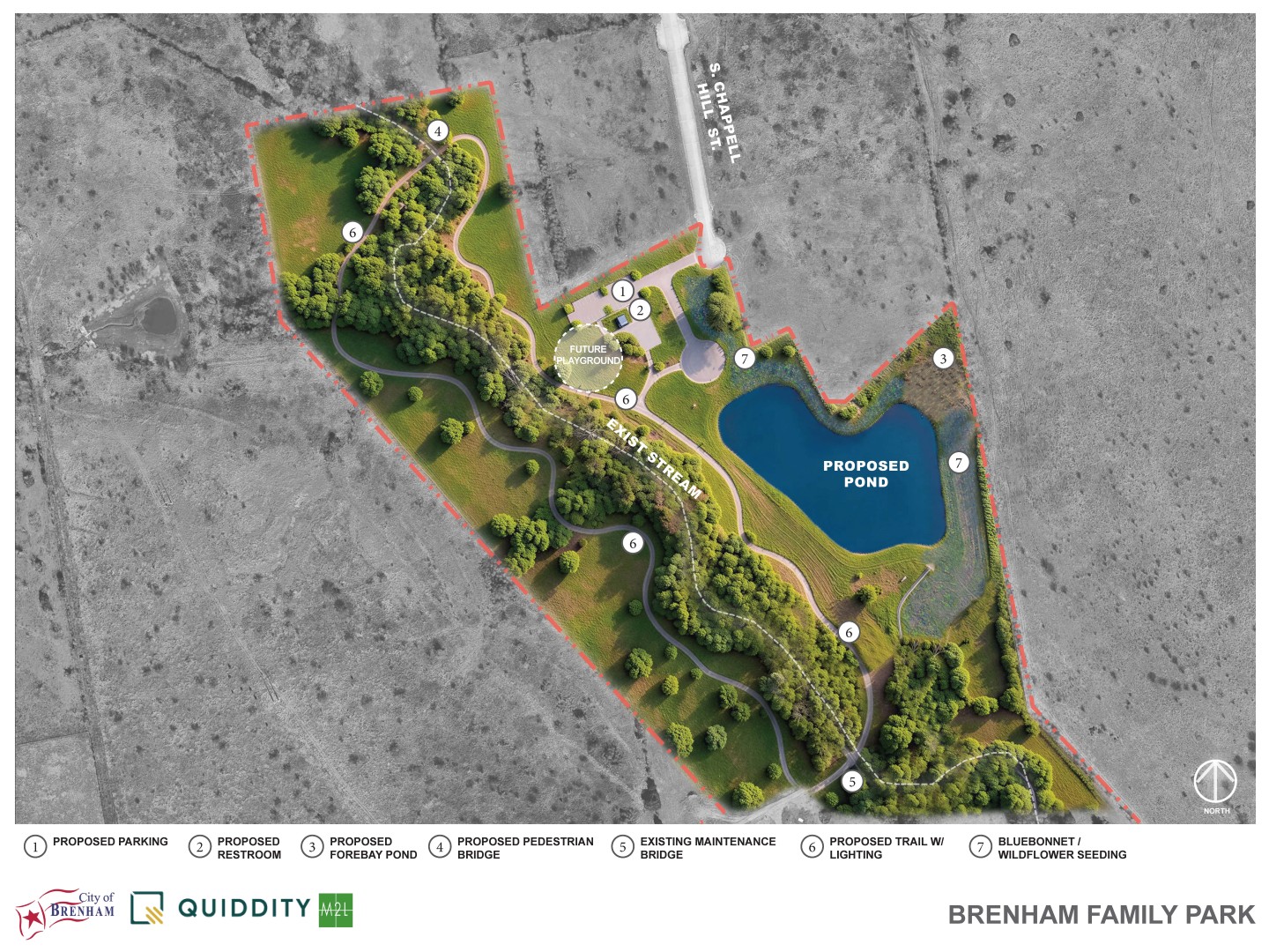 Map of phase 1 brenham family park - click for PDF